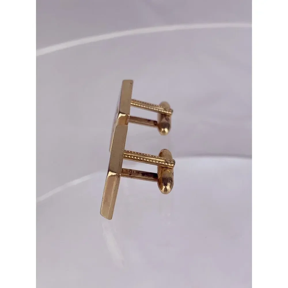 Modernist Chevron Arrow 10k Gold Plated Cufflinks Rectangle Vintage